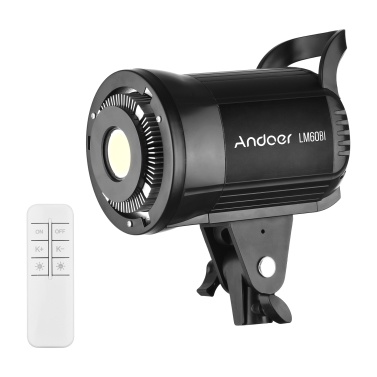 Andoer LM60Bi Портативный светодиодный заполняющий свет для фотосъемки 60 Вт Студийный свет для видеосъемки 3000K-5600K Регулируемая яркость Bowens Mount Непрерывный свет с дистанционным управлением для портрета продукта Свадебная фотография Потоковая видеозапись в прямом эфире